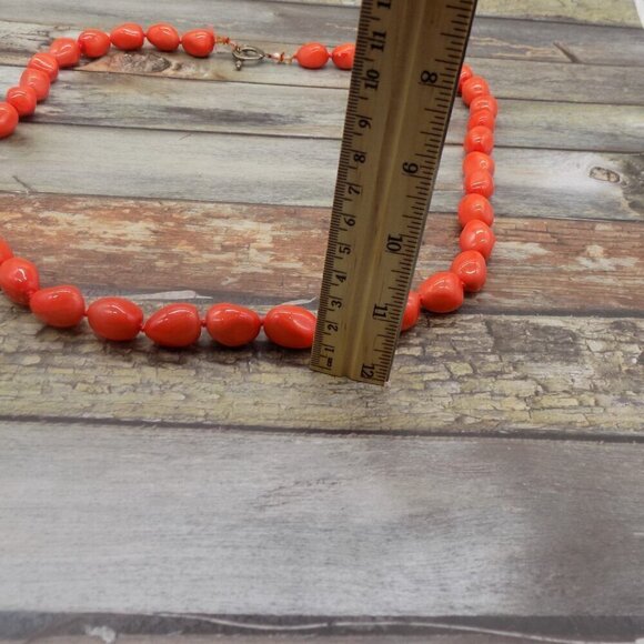 Vintage Jules Reid Chunky Necklace Toggle Heavy Orange Glass Beads - Picture 3 of 8